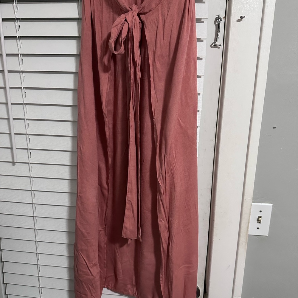 VENUS Pink Maxi A-Line Skirt with Tie Front